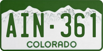 CO license plate AIN361