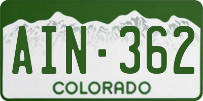 CO license plate AIN362