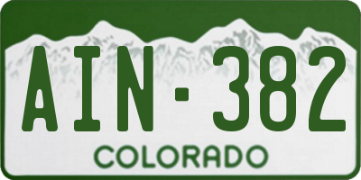 CO license plate AIN382