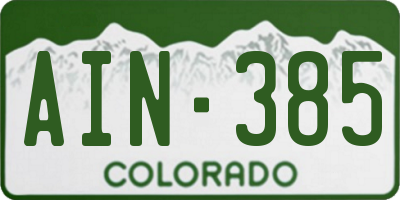 CO license plate AIN385