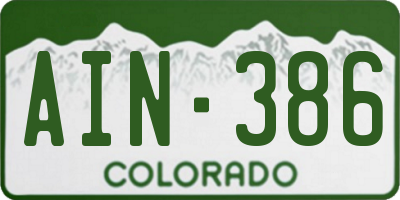 CO license plate AIN386