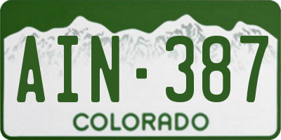 CO license plate AIN387