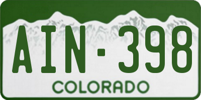 CO license plate AIN398