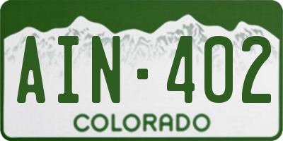 CO license plate AIN402