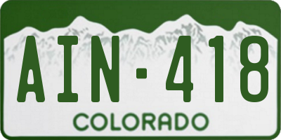 CO license plate AIN418