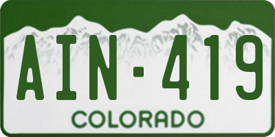 CO license plate AIN419