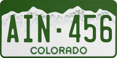 CO license plate AIN456