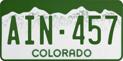 CO license plate AIN457
