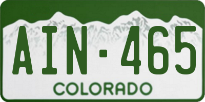 CO license plate AIN465