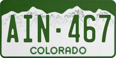 CO license plate AIN467