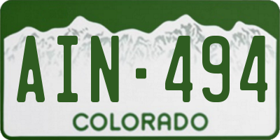 CO license plate AIN494