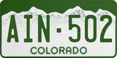 CO license plate AIN502