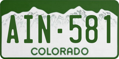 CO license plate AIN581