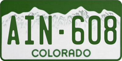 CO license plate AIN608