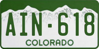 CO license plate AIN618