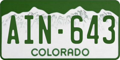 CO license plate AIN643