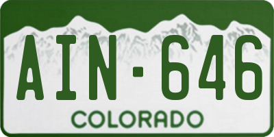 CO license plate AIN646