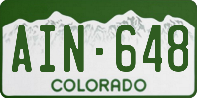 CO license plate AIN648