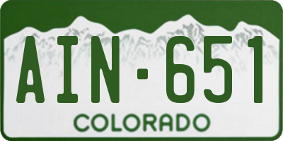 CO license plate AIN651