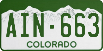CO license plate AIN663