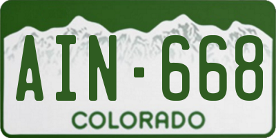 CO license plate AIN668