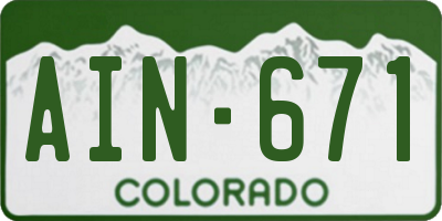 CO license plate AIN671
