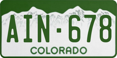 CO license plate AIN678
