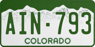 CO license plate AIN793