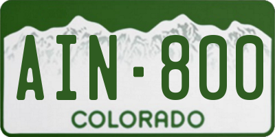 CO license plate AIN800
