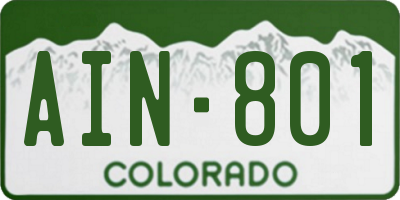 CO license plate AIN801