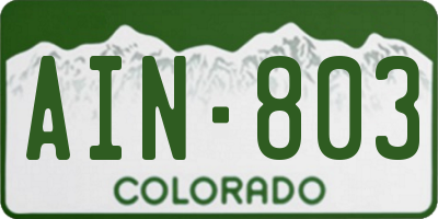 CO license plate AIN803