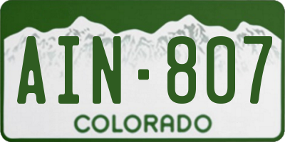 CO license plate AIN807