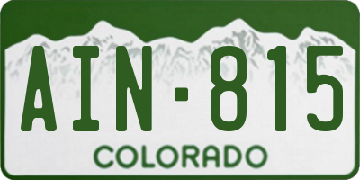 CO license plate AIN815