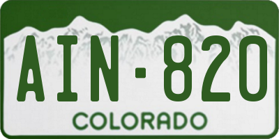 CO license plate AIN820