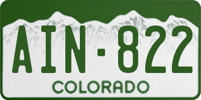 CO license plate AIN822