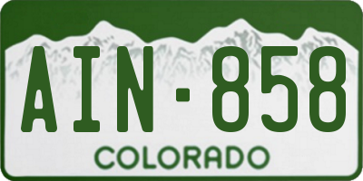 CO license plate AIN858