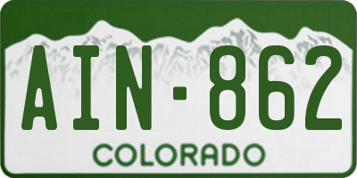 CO license plate AIN862