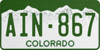 CO license plate AIN867