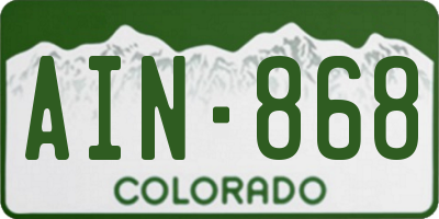 CO license plate AIN868