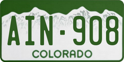 CO license plate AIN908