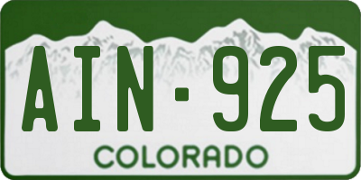 CO license plate AIN925