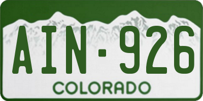 CO license plate AIN926