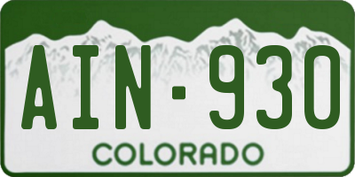 CO license plate AIN930