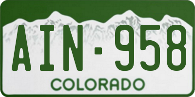 CO license plate AIN958