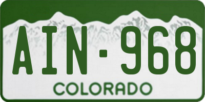CO license plate AIN968