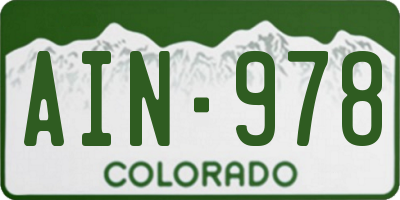 CO license plate AIN978