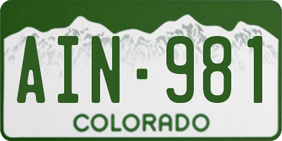 CO license plate AIN981