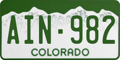 CO license plate AIN982