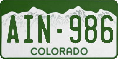 CO license plate AIN986