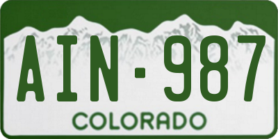 CO license plate AIN987